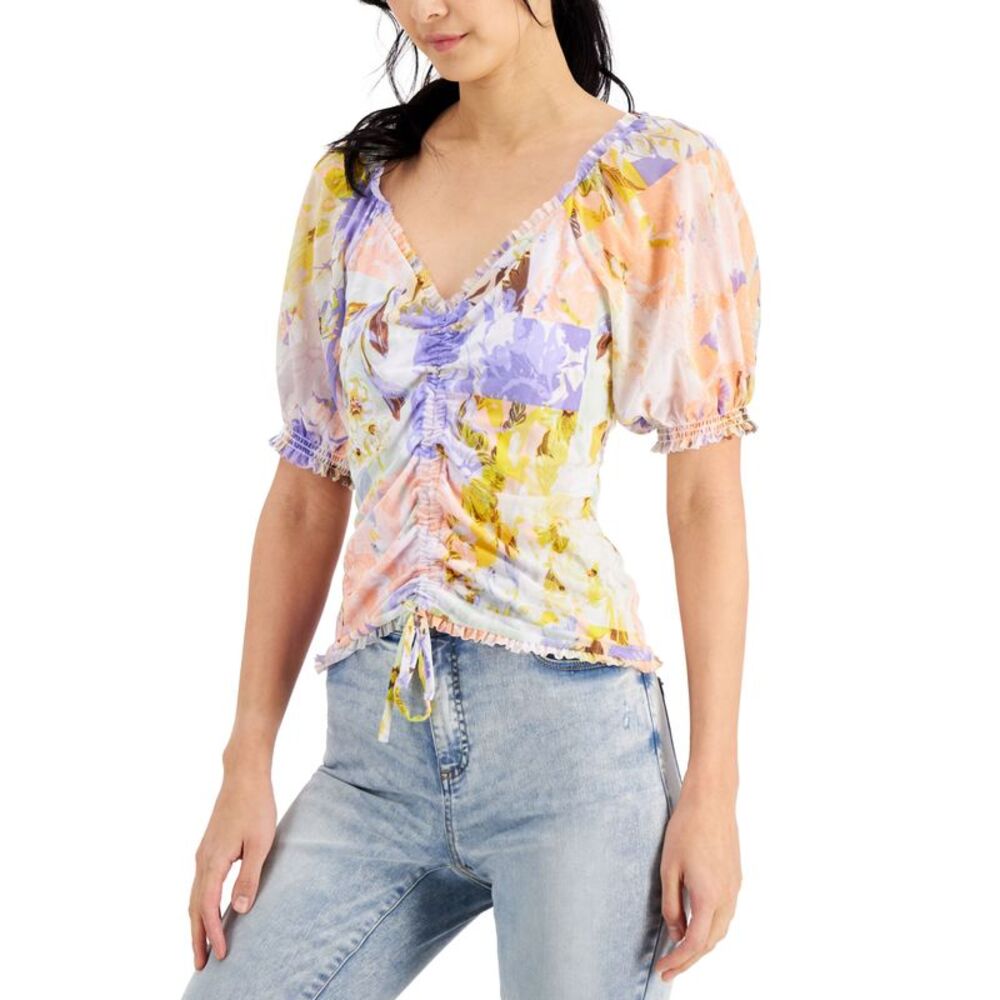 INC International Concepts Womens Ruched Front Mesh Top